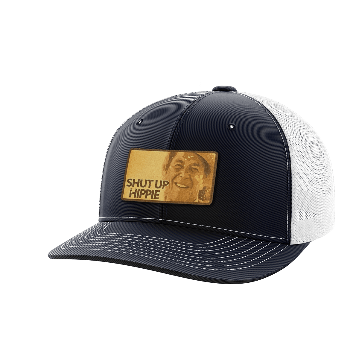 Shut Up Hippie Leather Patch Hat Hat Greater Half Navy/White
