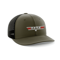 Thumbnail for Pew Pew Embroidered Trucker Hat Hat Greater Half OD Green/Black