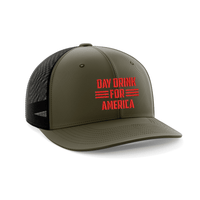 Thumbnail for Day Drink For America Embroidered Trucker Hat Hat Greater Half OD Green/Black