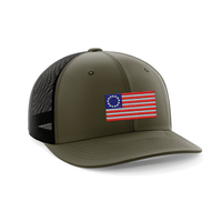Thumbnail for 13 Colonies Embroidered Trucker Hat Hat Greater Half OD Green/Black