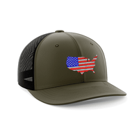 Thumbnail for USA Flag Embroidered Trucker Hat Hat Greater Half OD Green/Black