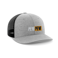 Thumbnail for Pew Pew Hub Embroidered Trucker Hat Hat Greater Half Heather Grey/Black