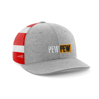 Thumbnail for Pew Pew Hub Embroidered Trucker Hat Hat Greater Half Heather Grey/Flag