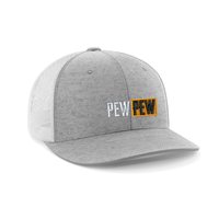 Thumbnail for Pew Pew Hub Embroidered Trucker Hat Hat Greater Half Heather Grey/White