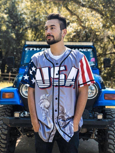 Grey America #1 Baseball Jersey Baseball Jersey Greater Half