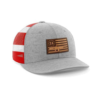 Thumbnail for 2nd Amendment AR15 Leather Patch Hat Hat Greater Half Heather Grey/Flag