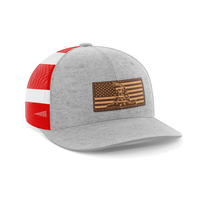Thumbnail for Don't Tread On Me/American Flag Patch Hat Hat Greater Half Heather Grey/Flag Genuine Leather