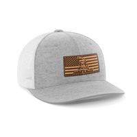 Thumbnail for Don't Tread On Me/American Flag Patch Hat Hat Greater Half Heather Grey/White Genuine Leather