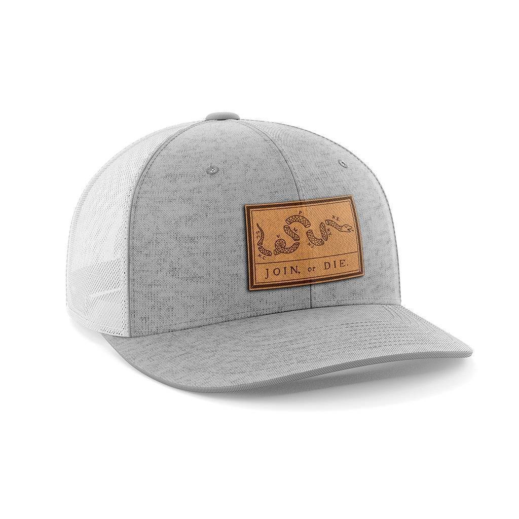 Join Or Die Patch Hat Hat Greater Half Genuine Leather Heather Grey/White