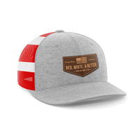 Thumbnail for Red, White, and Better Than You Leather Patch Hat Hat Greater Half Heather Grey/Flag