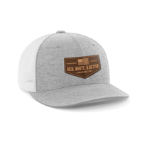 Thumbnail for Red, White, and Better Than You Leather Patch Hat Hat Greater Half Heather Grey/White