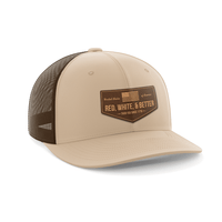 Thumbnail for Red, White, and Better Than You Leather Patch Hat Hat Greater Half Khaki/Coffee