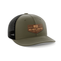 Thumbnail for Red, White, and Better Than You Leather Patch Hat Hat Greater Half OD Green/Black