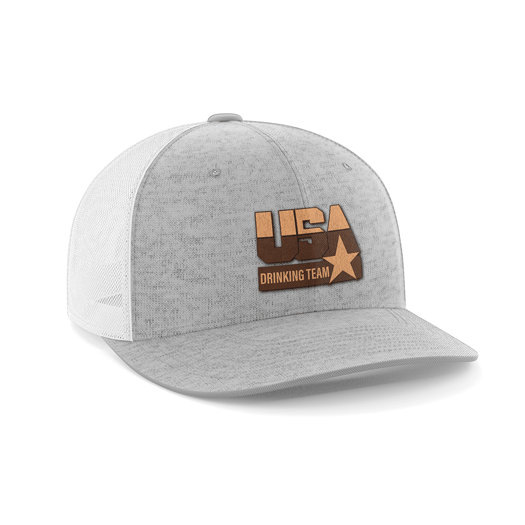 USA Drinking Team Patch Hat Hat Greater Half OD Green/Black Genuine Leather