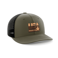 Thumbnail for USA Drinking Team Patch Hat Hat Greater Half Heather Black/Black Genuine Leather