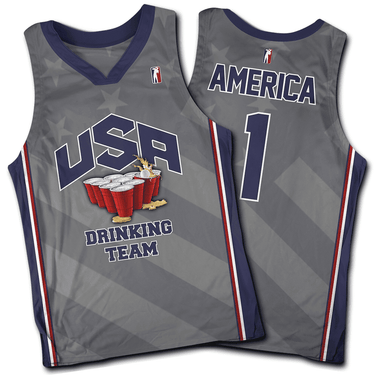 USA Drinking Team Grey Basketball Jersey Greater Half S