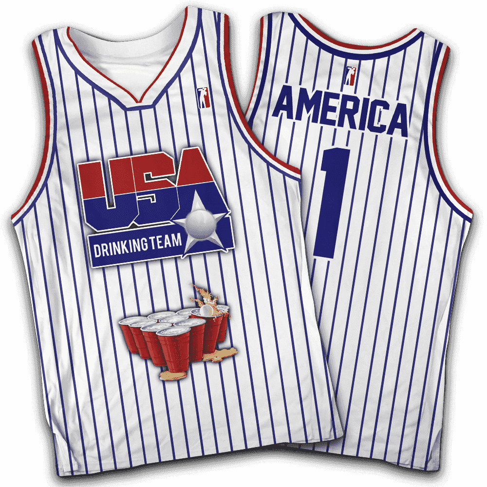 USA Drinking Team White Basketball Jersey Greater Half S
