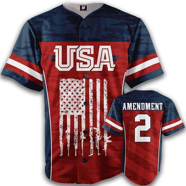 Patriotic America Baseball Jersey Baseball Jersey Greater Half Red S