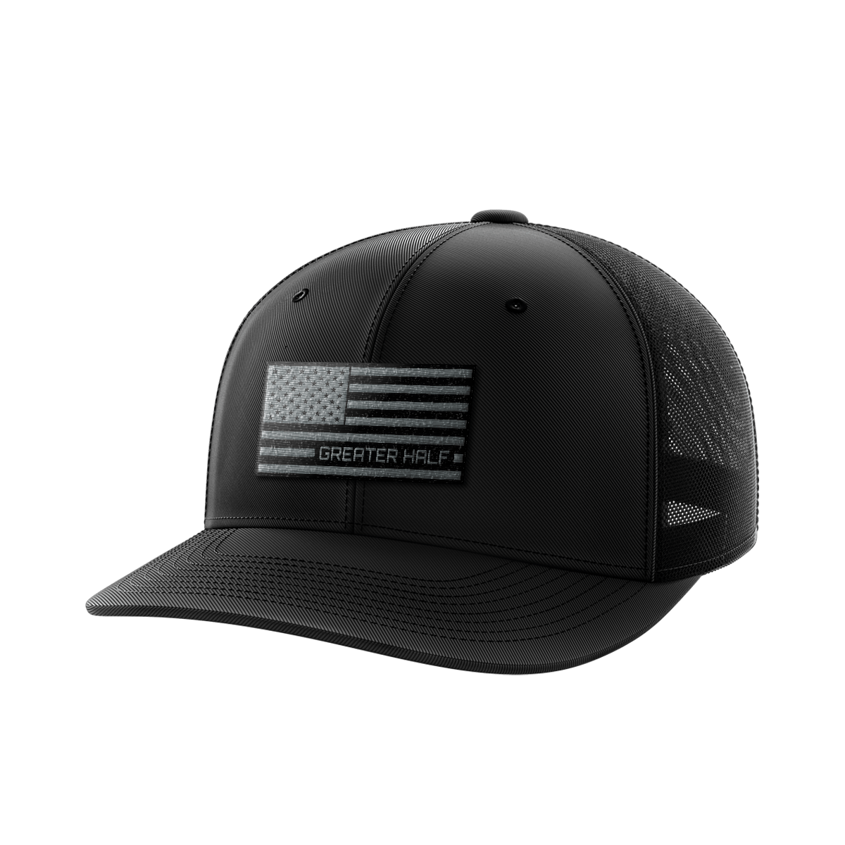 USA Black Flag Woven Patch Hat Hat Greater Half Black/Black