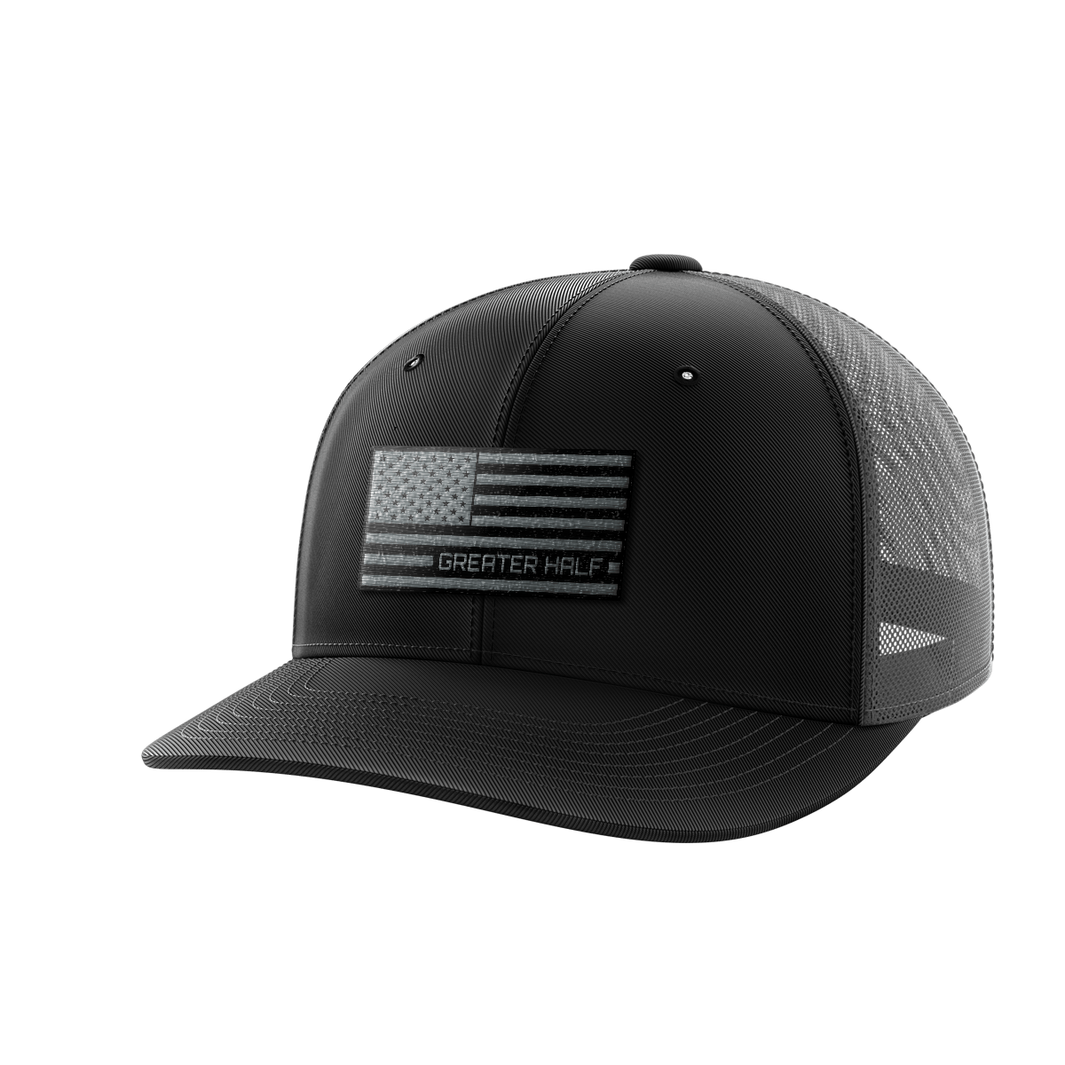 USA Black Flag Woven Patch Hat Hat Greater Half Black/Charcoal