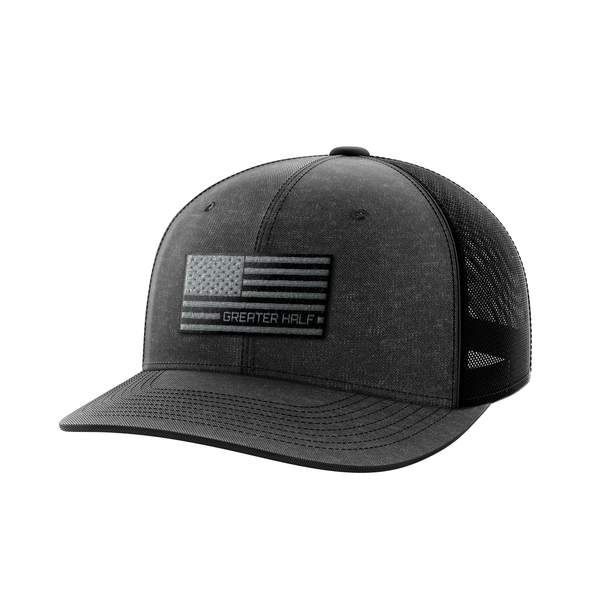 USA Black Flag Woven Patch Hat Hat Greater Half Heather Black/Black