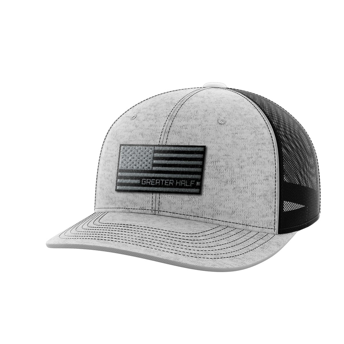 USA Black Flag Woven Patch Hat Hat Greater Half Heather Grey/Black