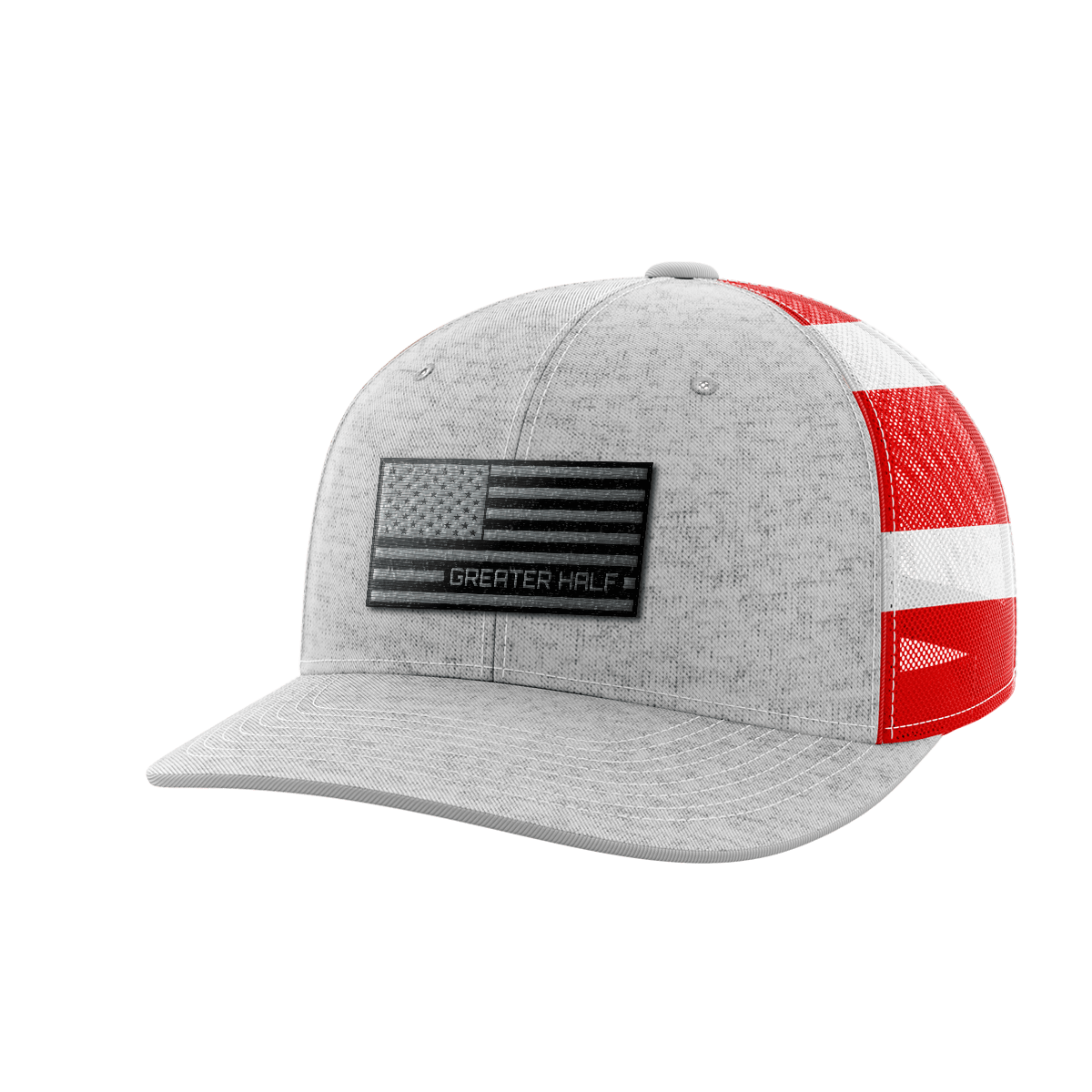 USA Black Flag Woven Patch Hat Hat Greater Half Heather Grey/Flag