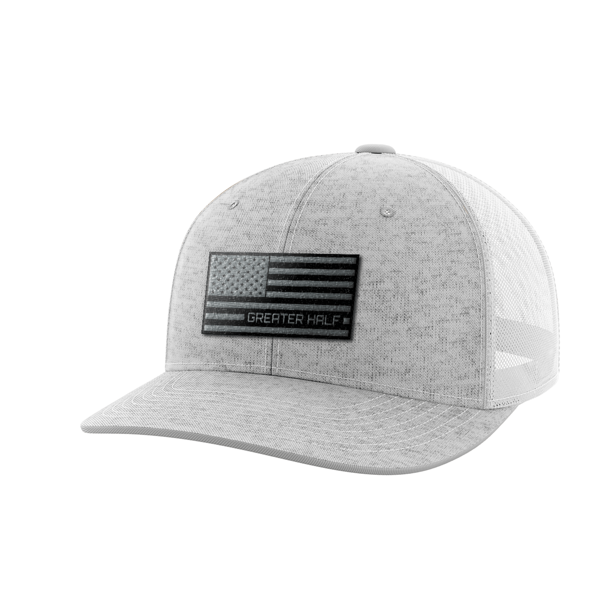 USA Black Flag Woven Patch Hat Hat Greater Half Heather Grey/White
