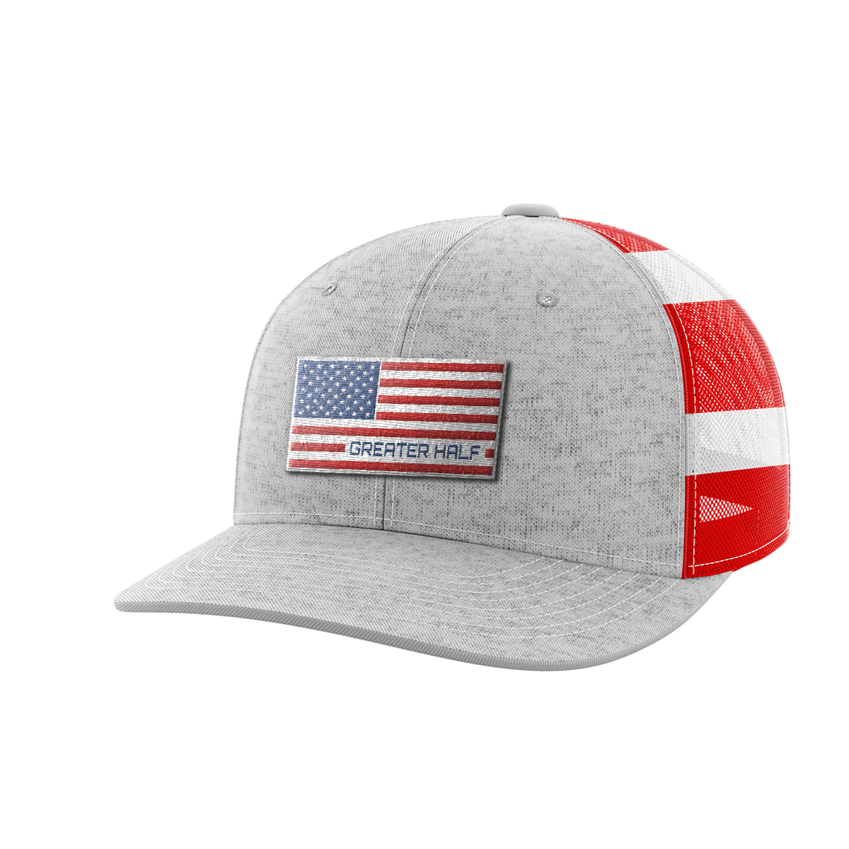 USA Flag Woven Patch Hat Hat Greater Half Heather Grey/Flag
