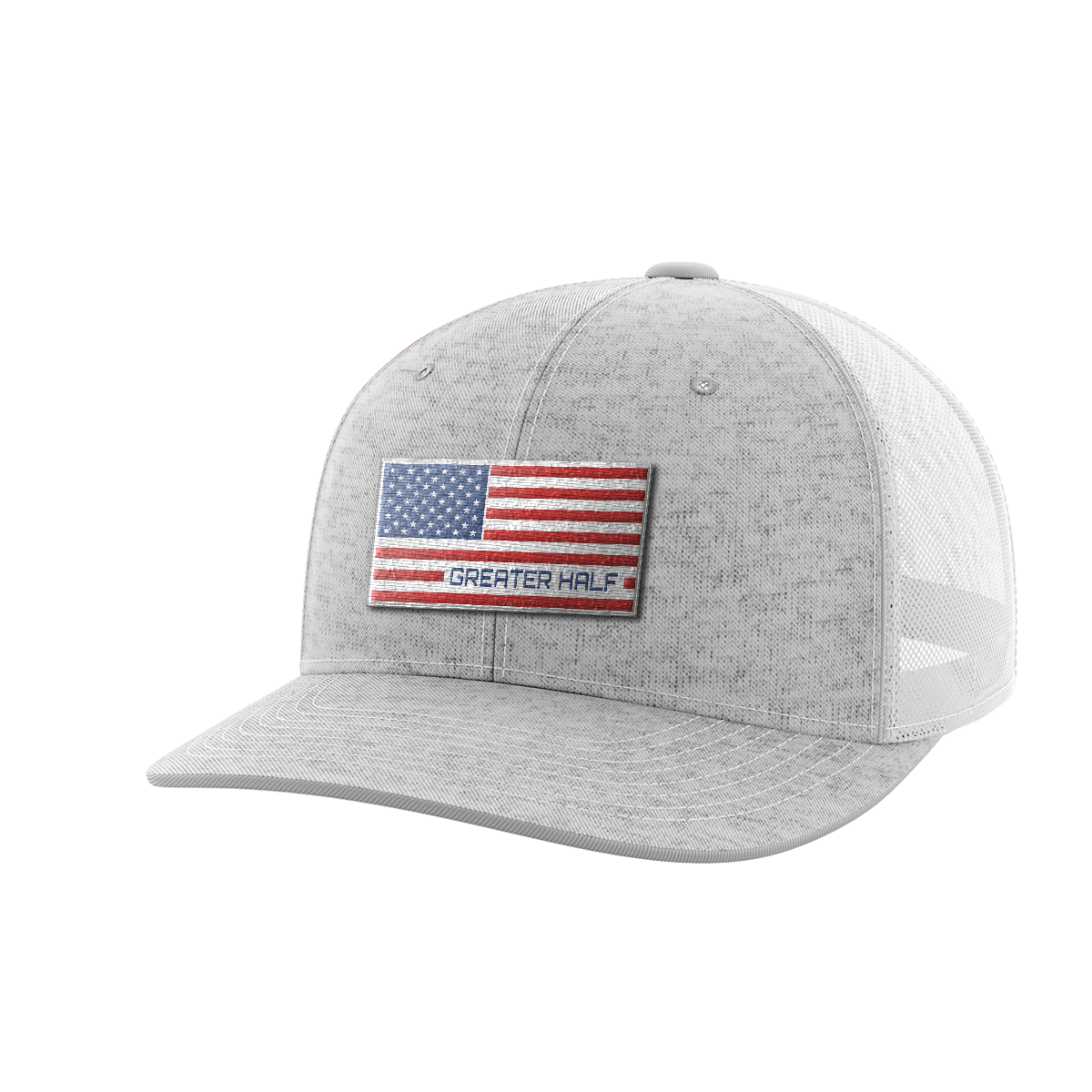 USA Flag Woven Patch Hat Hat Greater Half Heather Grey/White
