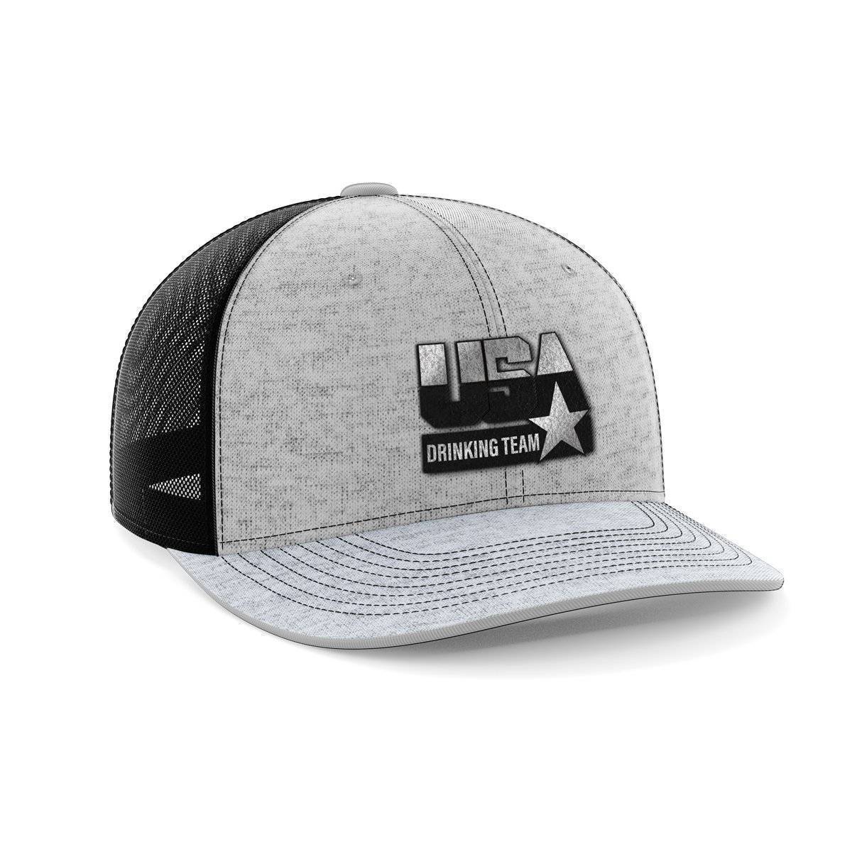 USA Drinking Team Patch Hat Hat Greater Half Heather Grey/Black Black Leatherette
