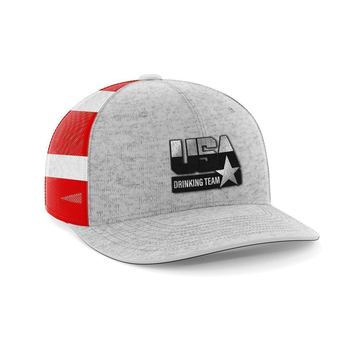 USA Drinking Team Patch Hat Hat Greater Half Heather Grey/Flag Black Leatherette