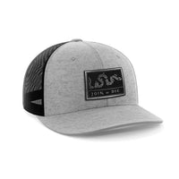 Thumbnail for Join Or Die Patch Hat Hat Greater Half Black Leatherette Heather Grey/Black