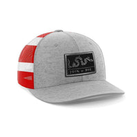 Thumbnail for Join Or Die Patch Hat Hat Greater Half Black Leatherette Heather Grey/Flag