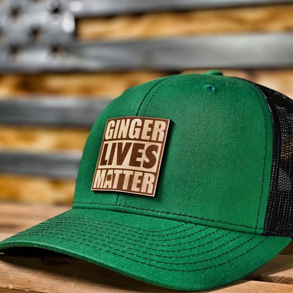 Ginger Lives Matter Patch Hat Hat Greater Half OD Green/Black Genuine Leather