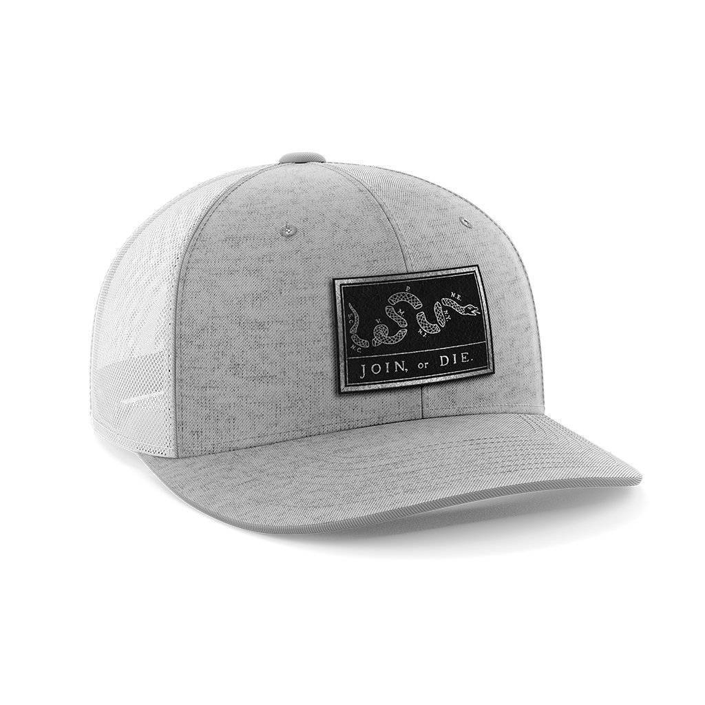 Join Or Die Patch Hat Hat Greater Half Black Leatherette Heather Grey/White