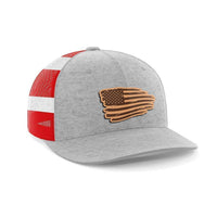 Thumbnail for Torn Flag Patch Hat Hat Greater Half Heather Grey/Flag Genuine Leather
