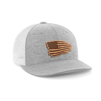Thumbnail for Torn Flag Patch Hat Hat Greater Half Heather Grey/White Genuine Leather