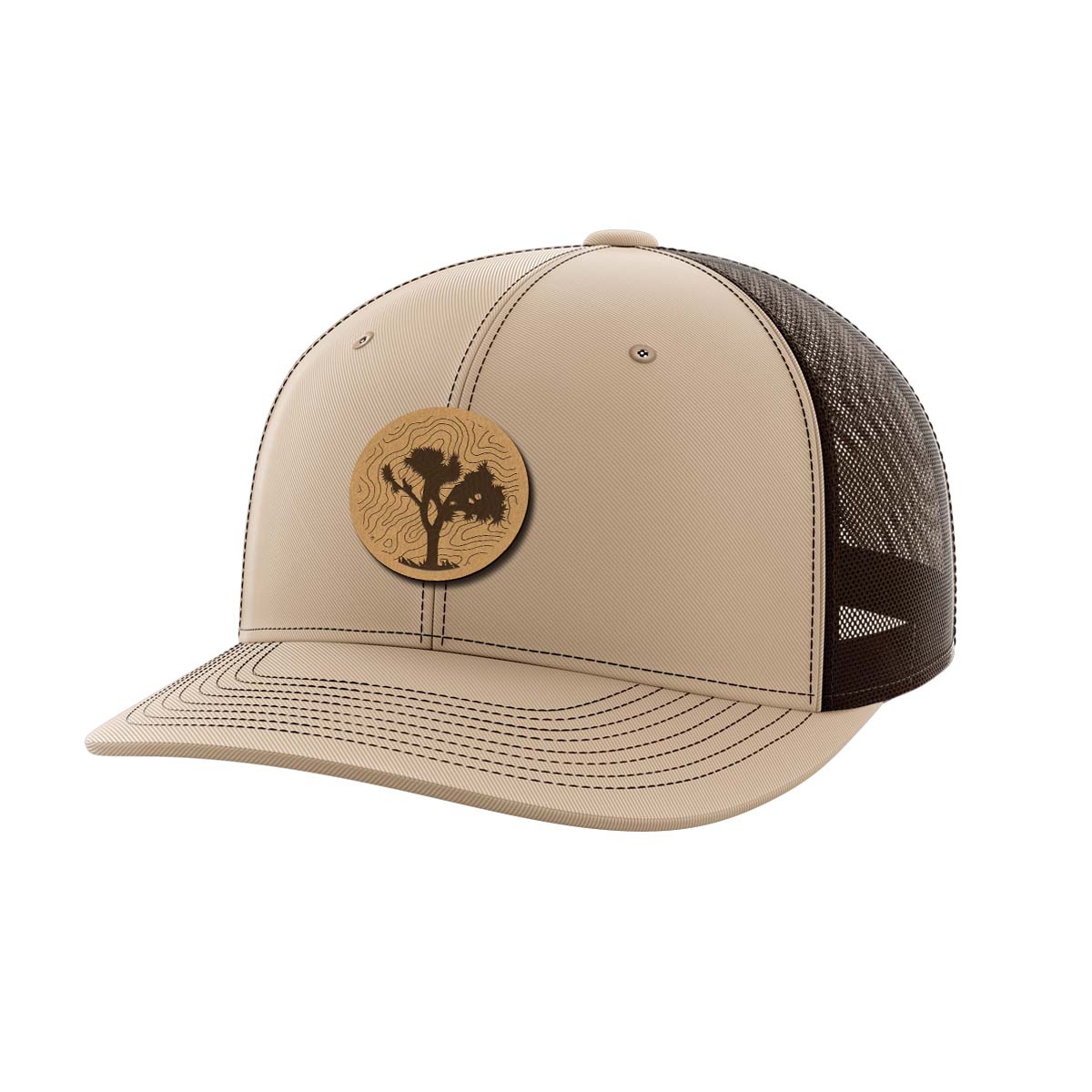Topo Tree Leather Patch Hat Hat Greater Half Khaki/Coffee