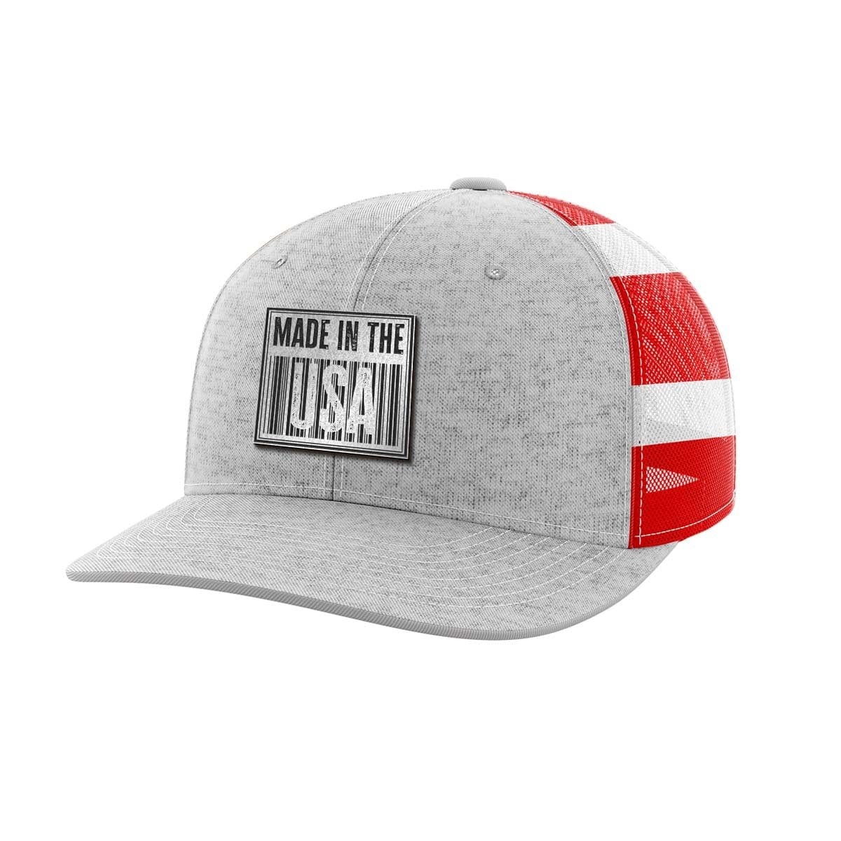 Made In The USA Black Patch Hat Hat Greater Half Heather Grey/Flag