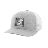 Thumbnail for Made In The USA Black Patch Hat Hat Greater Half Heather Grey/White