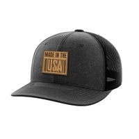 Thumbnail for Made In The USA Leather Patch Hat Hat Greater Half Heather Black/Black