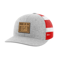 Thumbnail for Made In The USA Leather Patch Hat Hat Greater Half Heather Grey/Flag