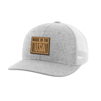 Thumbnail for Made In The USA Leather Patch Hat Hat Greater Half Heather Grey/White
