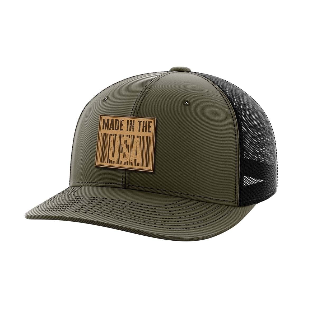 Made In The USA Leather Patch Hat Hat Greater Half OD Green/Black