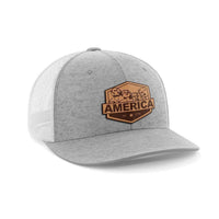 Thumbnail for America Mount Rushmore Leather Patch Hat Hat Greater Half Heather Grey/White