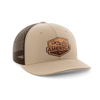 Thumbnail for America Mount Rushmore Leather Patch Hat Hat Greater Half Khaki/Coffee