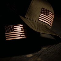Thumbnail for Rifle Flag Patch Hat Hat Greater Half OD Green/Black Genuine Leather