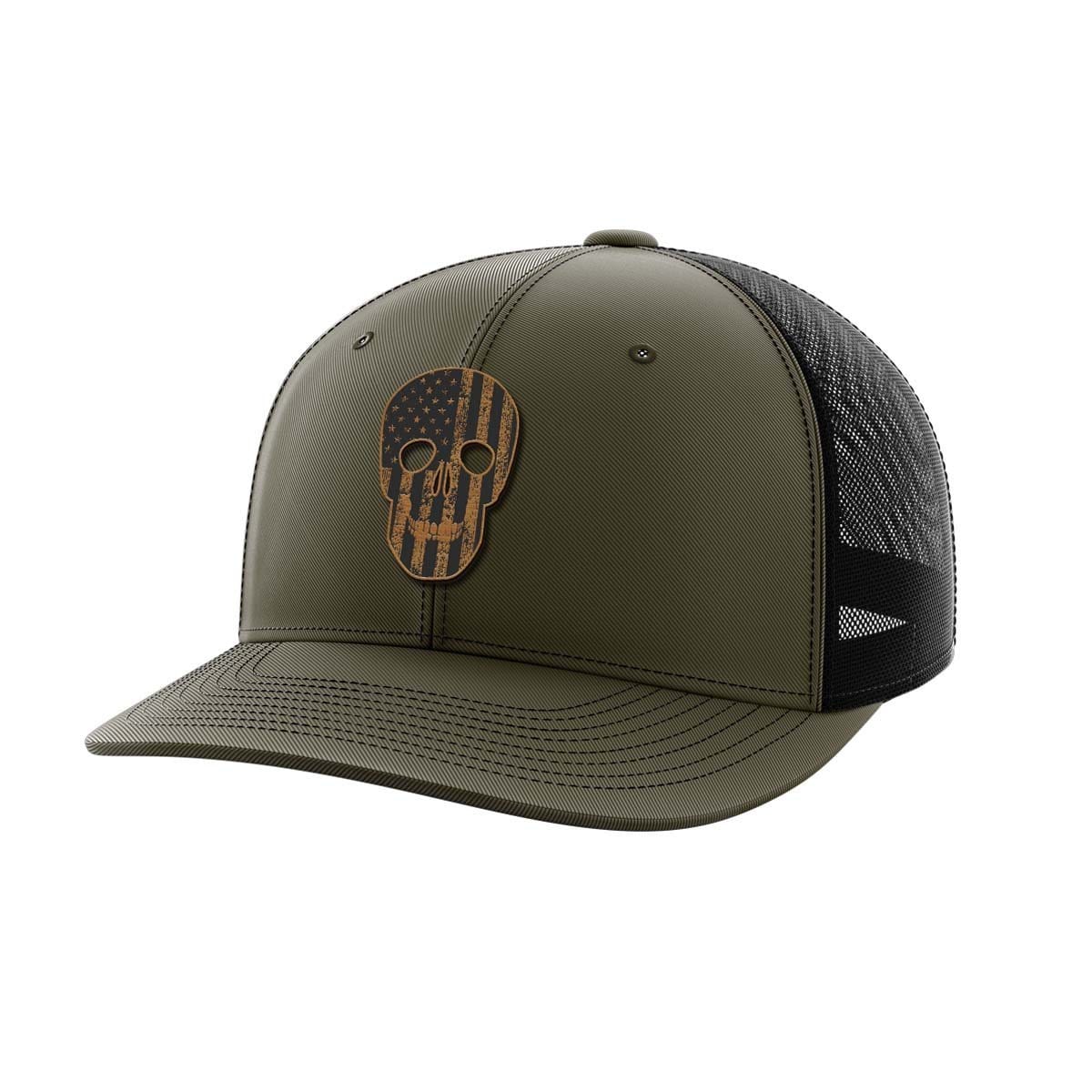 Skull Flag Bamboo Patch Hat Hat Greater Half OD Green/Black