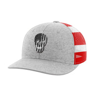 Thumbnail for Skull Flag Black Patch Hat Hat Greater Half Heather Grey/Flag